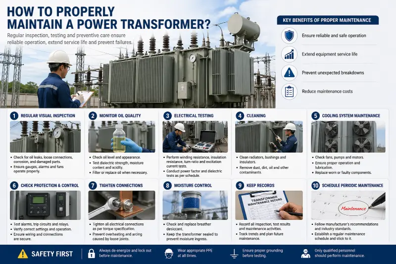 How to properly maintain a power transformer?