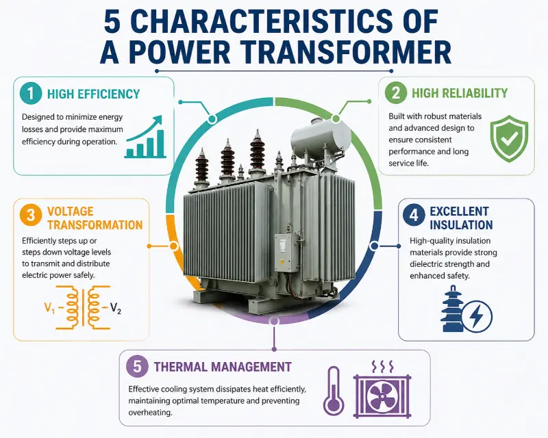 5 characteristics of a power transformer that you should know